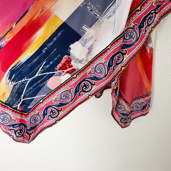 [Tolani Collection] Open Front Watercolor Abstract Print Kimono Coverup Top 2X - Picture 7 of 12